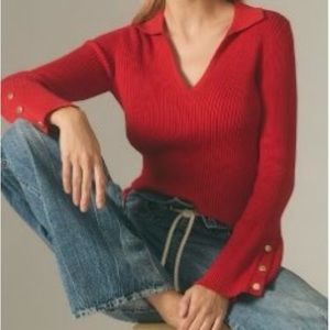 Maeve bell sleeve polo sweater